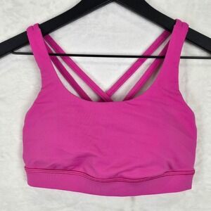 Lululemon Energy Bra Pink Strappy Back Medium Support Sports Bra Size 4